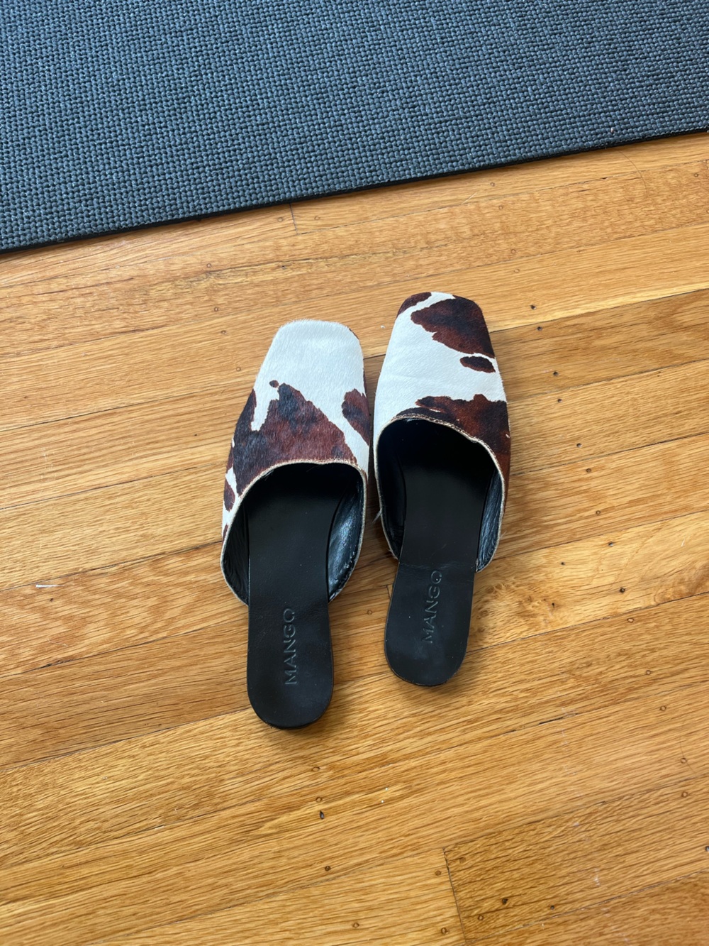Mango Cowprint Slide Mules
